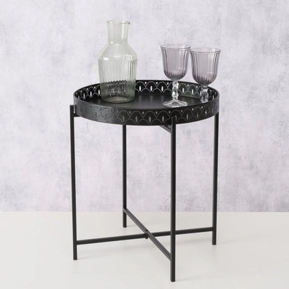 Beistelltisch Dekotisch Tabletttisch rund schwarz Metalltisch 45x40 cm