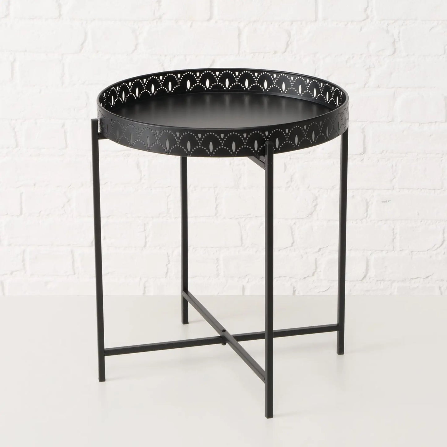 Beistelltisch Dekotisch Tabletttisch rund schwarz Metalltisch 45x40 cm