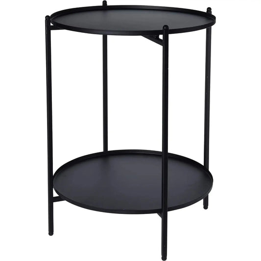 Beistelltisch kleiner Couchtisch Metalltisch Wohnzimmertisch rund schwarz Metall