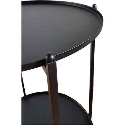 Beistelltisch kleiner Couchtisch Metalltisch Wohnzimmertisch rund schwarz Metall