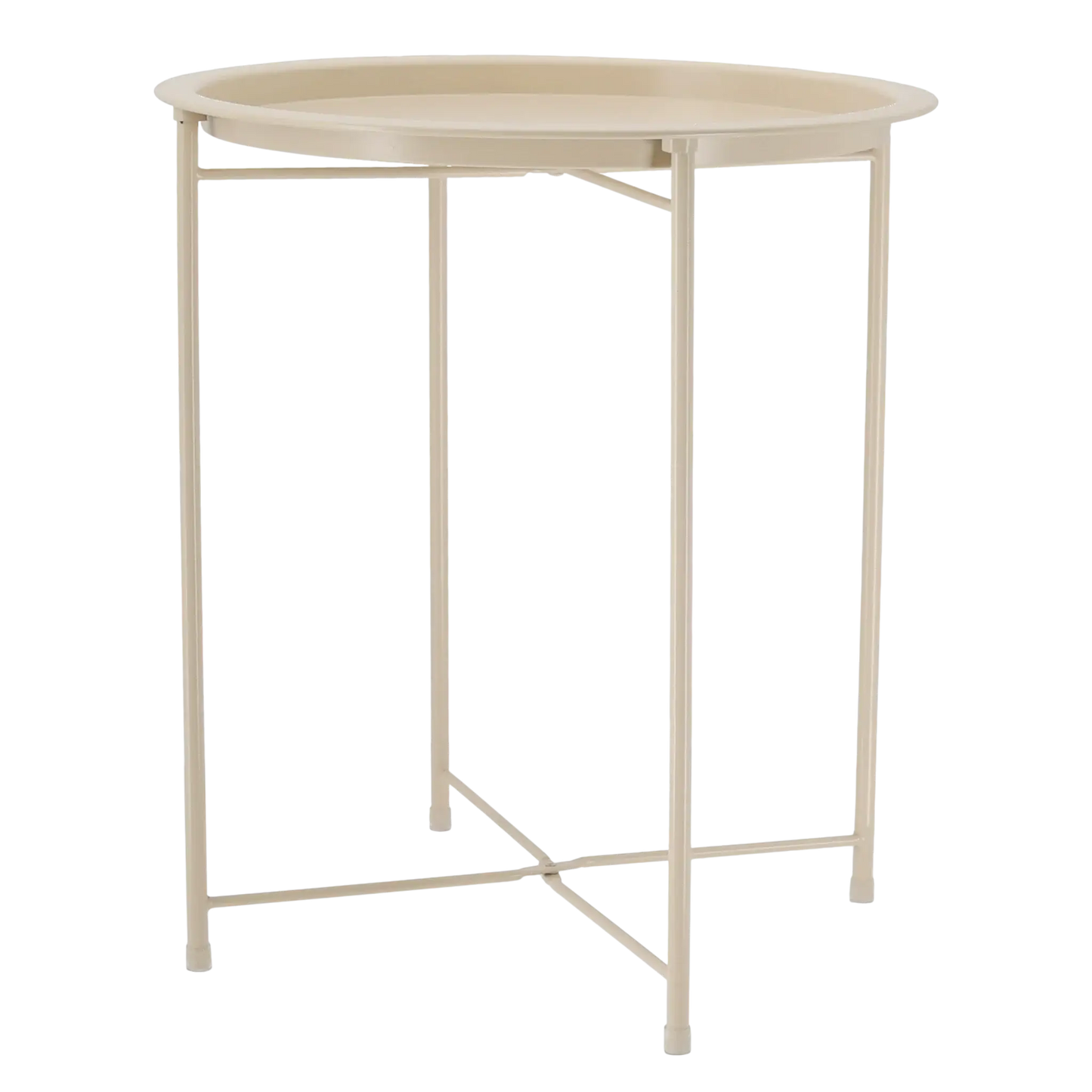 Beistelltisch Metalltisch beige rund 37x42 cm mit Tablett Tisch Ablagefläche Couchtisch