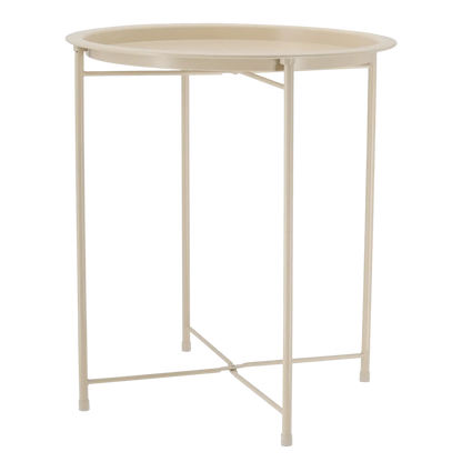 Beistelltisch Metalltisch beige rund 37x42 cm mit Tablett Tisch Ablagefläche Couchtisch