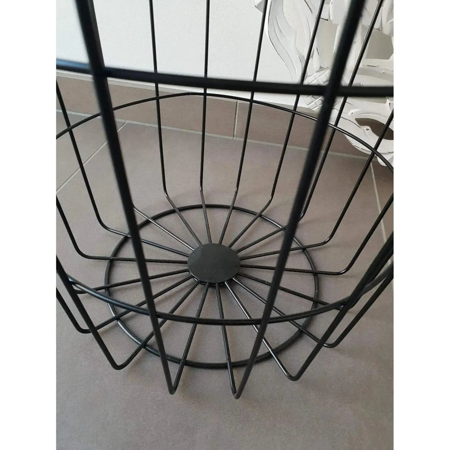 Beistelltisch Tisch mit Stauraum Ø 39 cm H=41 cm Metall/Holz Nachttisch Schwarz
