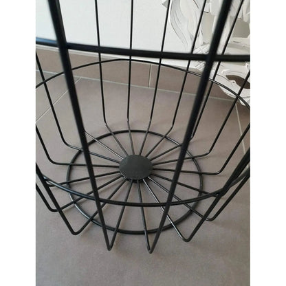 Beistelltisch Tisch mit Stauraum Ø 39 cm H=41 cm Metall/Holz Nachttisch Schwarz