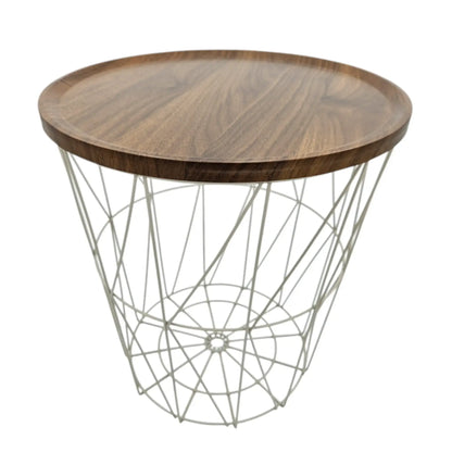 Beistelltisch warmes grau Nussbaum Rund Couchtisch 37x40 cm Metall Holz