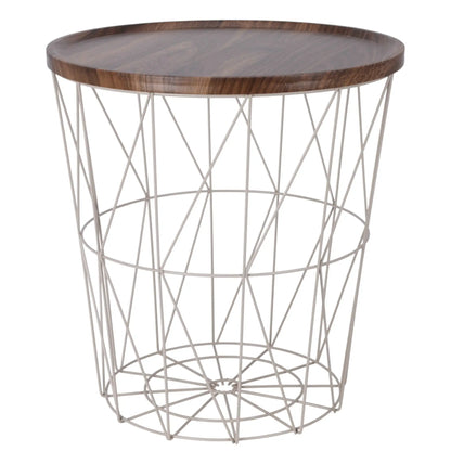Beistelltisch warmes grau Nussbaum Rund Couchtisch 37x40 cm Metall Holz
