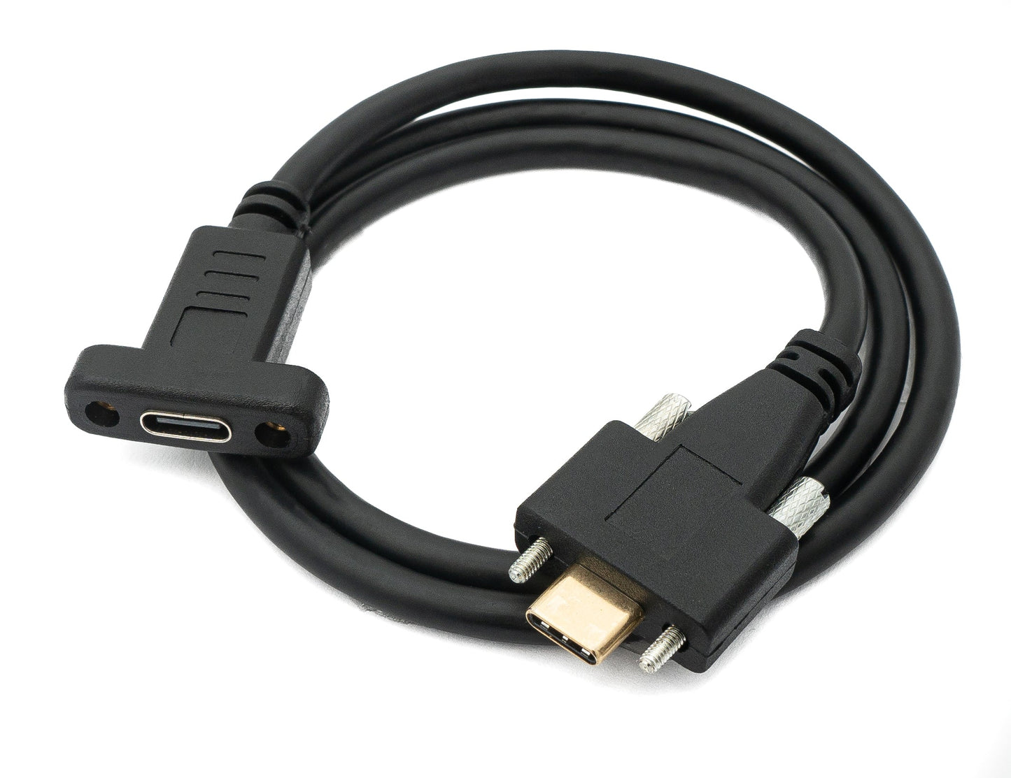 SYSTEM-S USB 3.1 Gen 2 Kabel 60 cm Typ C Stecker zu Buchse Schraube in Schwarz