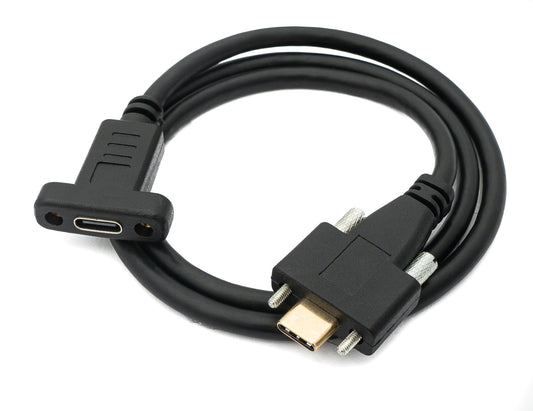 SYSTEM-S USB 3.1 Gen 2 Kabel 60 cm Typ C Stecker zu Buchse Schraube in Schwarz