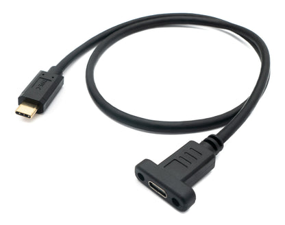 SYSTEM-S USB 3.1 Kabel 50 cm Typ C Stecker zu Buchse Schraube in Schwarz