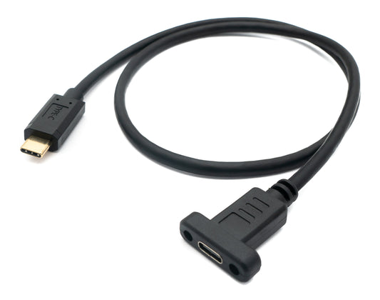 SYSTEM-S USB 3.1 Kabel 50 cm Typ C Stecker zu Buchse Schraube in Schwarz
