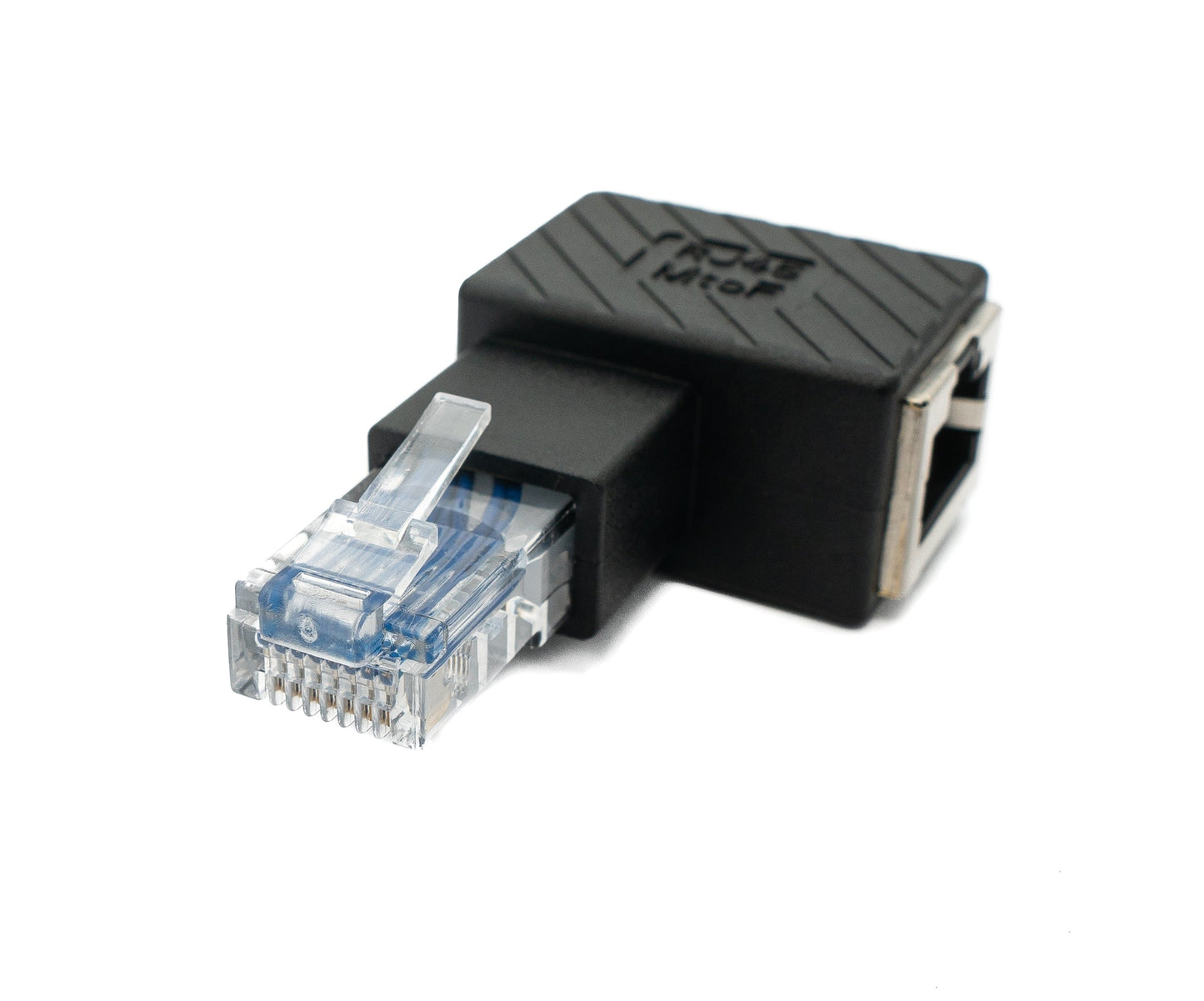 SYSTEM-S LAN Adapter RJ45 Stecker zu Buchse Winkel Ethernetadapter Kabel in Schwarz