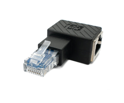 SYSTEM-S LAN Adapter RJ45 Stecker zu Buchse Winkel Ethernetadapter Kabel in Schwarz