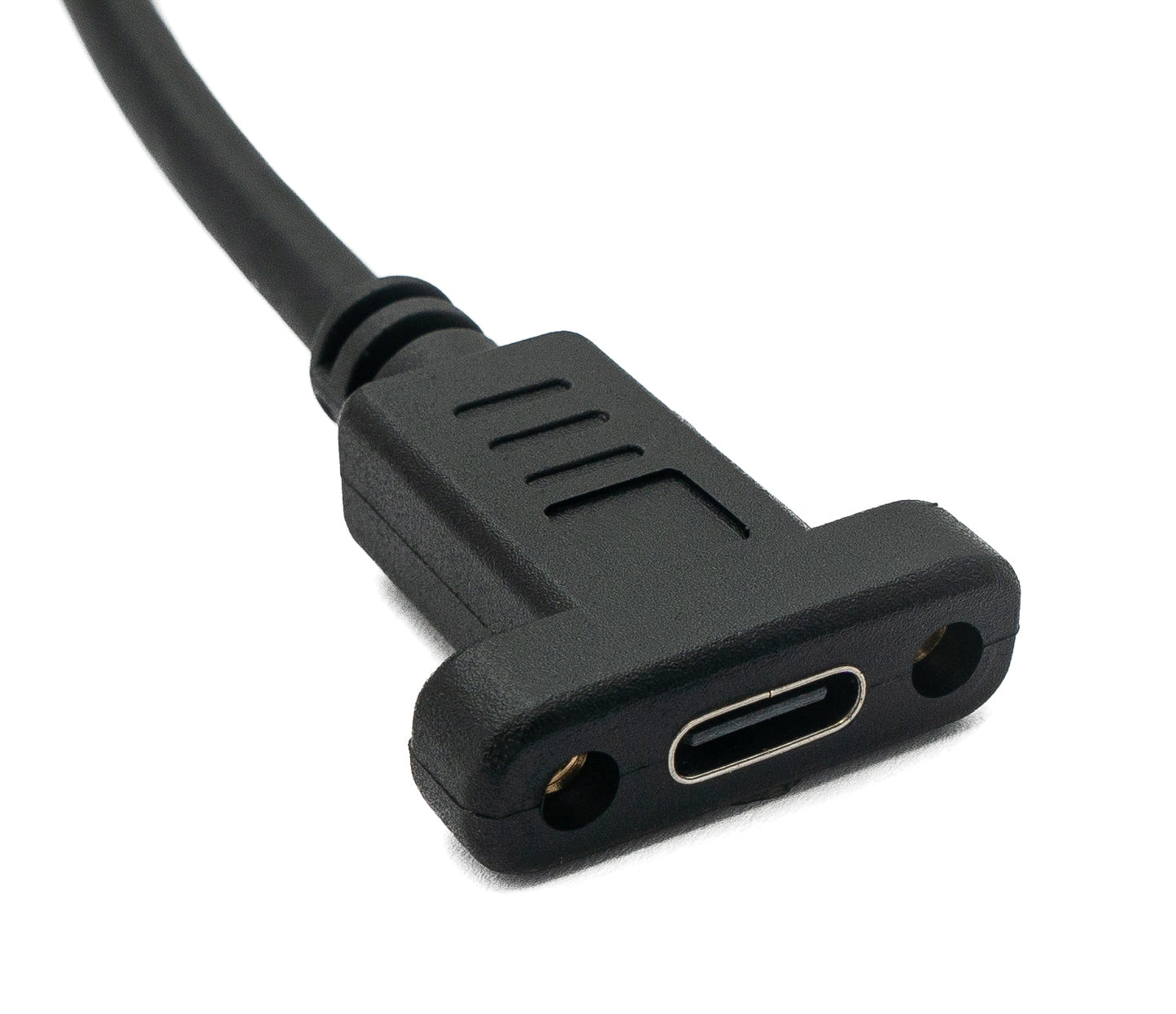 SYSTEM-S USB 3.1 Kabel 60 cm Typ C Stecker zu Buchse Schraube Winkel in Schwarz