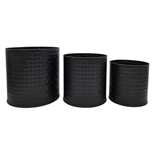 Blumentopf Übertopf Pflanzenkübel Topf Kübel 3er Set schwarz rund Metall Matt