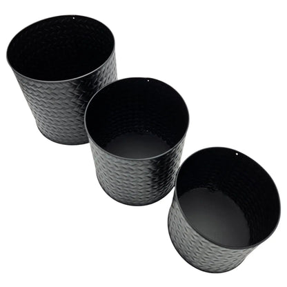 Blumentopf Übertopf Pflanzenkübel Topf Kübel 3er Set schwarz rund Metall Matt
