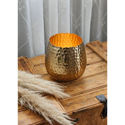 Blumentopf Übertopf Vase gold Metall Hammerschlag 18x18 cm Pflanztopf Deko
