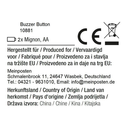 Buzzer mit Sound XL Button Alarmknopf Licht Quiz Quizspiel Party Spieleabend Duell