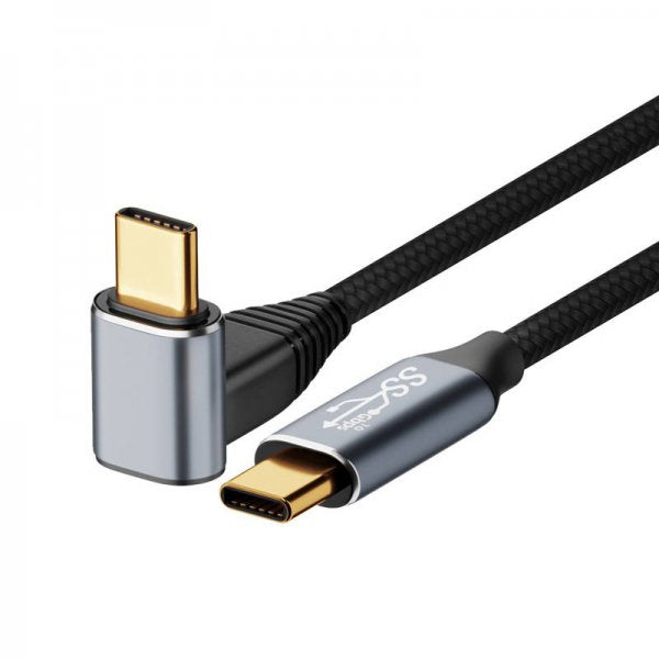 SYSTEM-S USB 3.1 Gen 2 Typ C Kabel 2 m Stecker zu Stecker 10 Gbit/s 100W Winkel