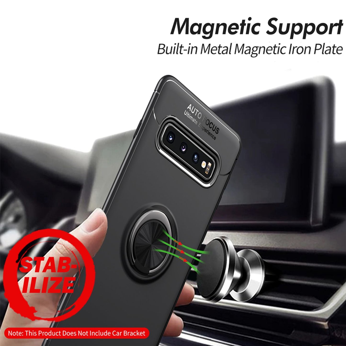NALIA Ring Hülle kompatibel mit Samsung Galaxy S10 Plus, Schutzhülle Cover magnetische Silikon Handyhülle für KFZ-Halterung 360-Grad Finger-Halter, Dünnes Case Ständer Slim Etui Bumper
