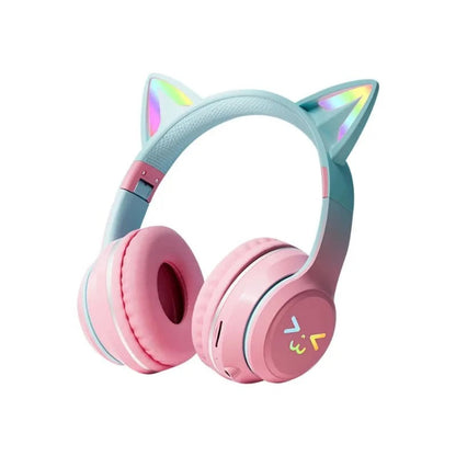 RGB Katzenohren Kopfhörer Bluetooth Kabellos LED Kinder Headset Mikro