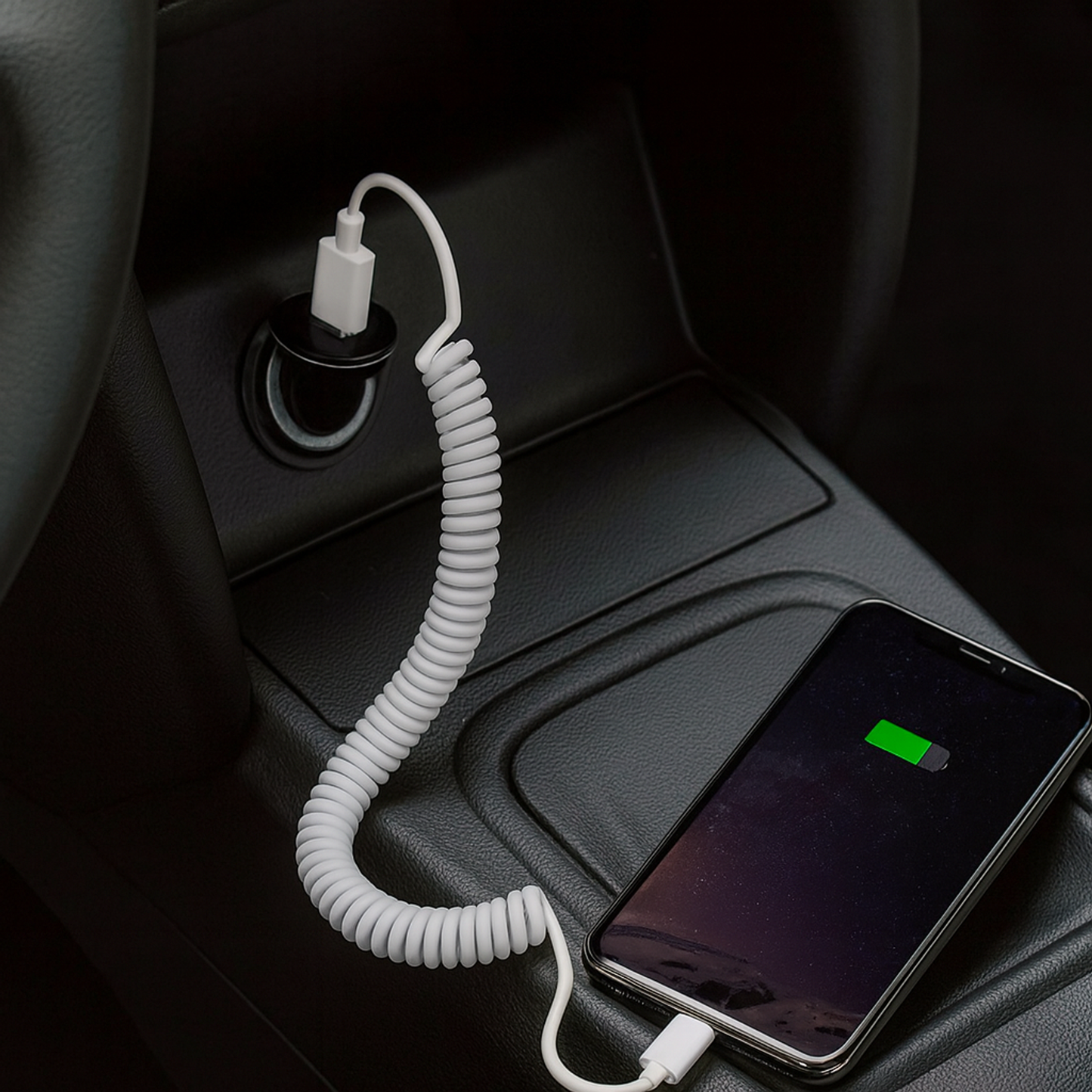 System-S Spiralkabel USB-C auf USB-A (USB 2.0-kompatibel), 100–200 cm, Weiß