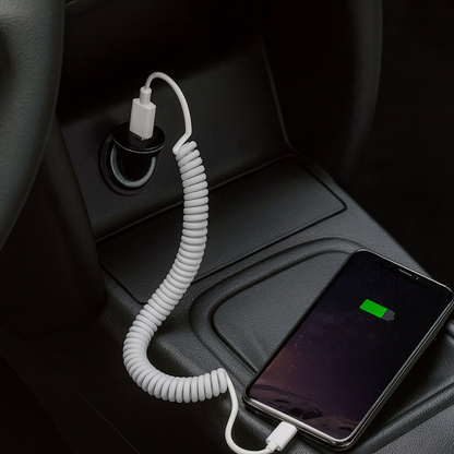 System-S Spiralkabel USB-C auf USB-A (USB 2.0-kompatibel), 100–200 cm, Weiß