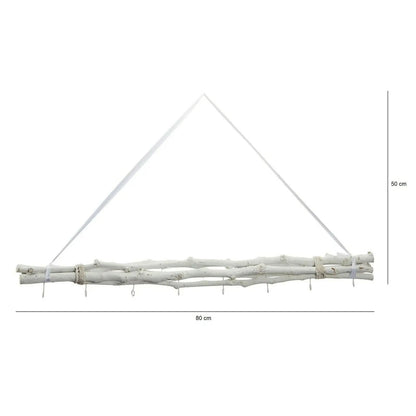 Dekozweige weiß Holz 8 Haken Fensterdeko Hängeast Deko Ast Hängezweige 80 cm