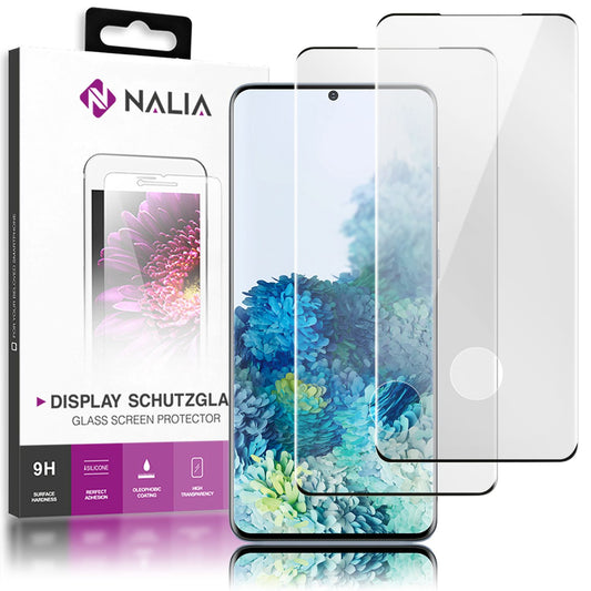 NALIA (2x) Schutzglas kompatibel mit Samsung Galaxy S20 Plus Glas, 9H Full-Cover Hartglas Displayschutzfolie Screen Protector, Handy Bildschirm-Abdeckung Displayschutz Tempered Glass Schutzfolie Klar