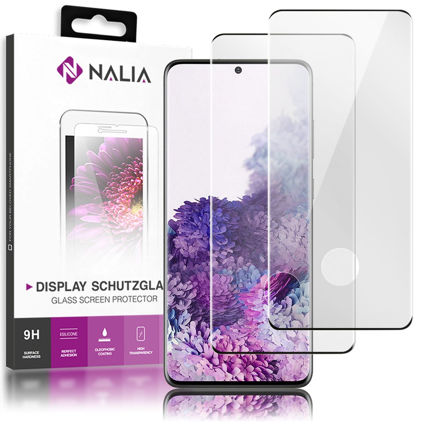 NALIA (2x) Schutzglas kompatibel mit Samsung Galaxy S20 Ultra Glas, 9H Full-Cover Hartglas Displayschutzfolie Screen Protector, Handy Bildschirm-Abdeckung Displayschutz Tempered Glass HD Schutzfolie