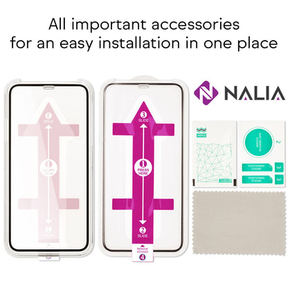 NALIA (2x) Schutzglas & Applikator - Set kompatibel mit iPhone 11 / Xr, 9H Glasfolie mit Schablone für einfache Installation, hoher Handy Displayschutz Hartglas LCD Film Tempered Glass - Transparent