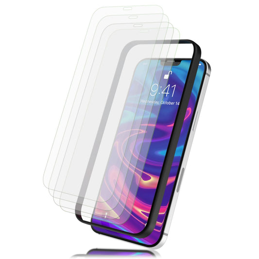 NALIA 4x Schutzglas & 1x Schablone - Set für iPhone 12 Mini, Displayschutz Glas