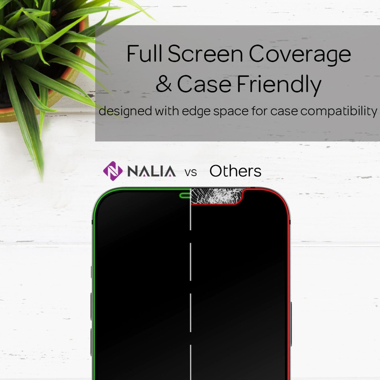 NALIA 4x Schutzglas & 1x Schablone - Set kompatibel mit iPhone 13/ iPhone 13 Pro Glas, 9H Full-Screen Glasfolie [Case-Friendly] mit Applikator einfache Installation, Handy Displayschutz - Transparent