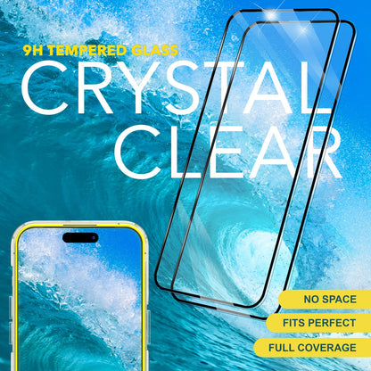 NALIA 2x Schutzglas & 1x Schablone - Set kompatibel mit iPhone 15 Pro Glas, 9H Full-Screen Glasfolie [Case-Friendly], Applikator, einfache Installation, Transparenter Displayschutz mit schwarzem Rand