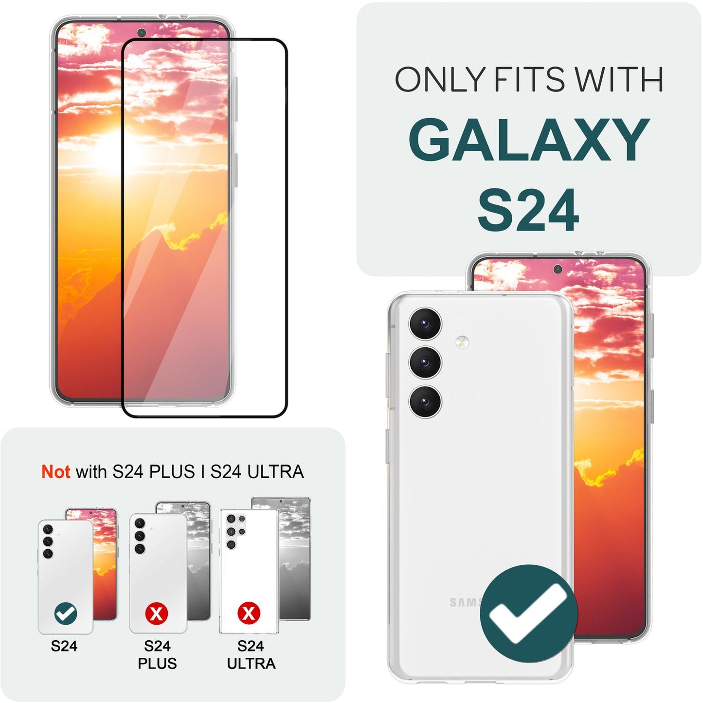 NALIA 2x Schutzglas für Samsung Galaxy S24 – Montagerahmen & 9H Full-Screen – ARMORGLASSX PRO (Glasfolie Transparent & Case-Friendly) – Marke aus Berlin