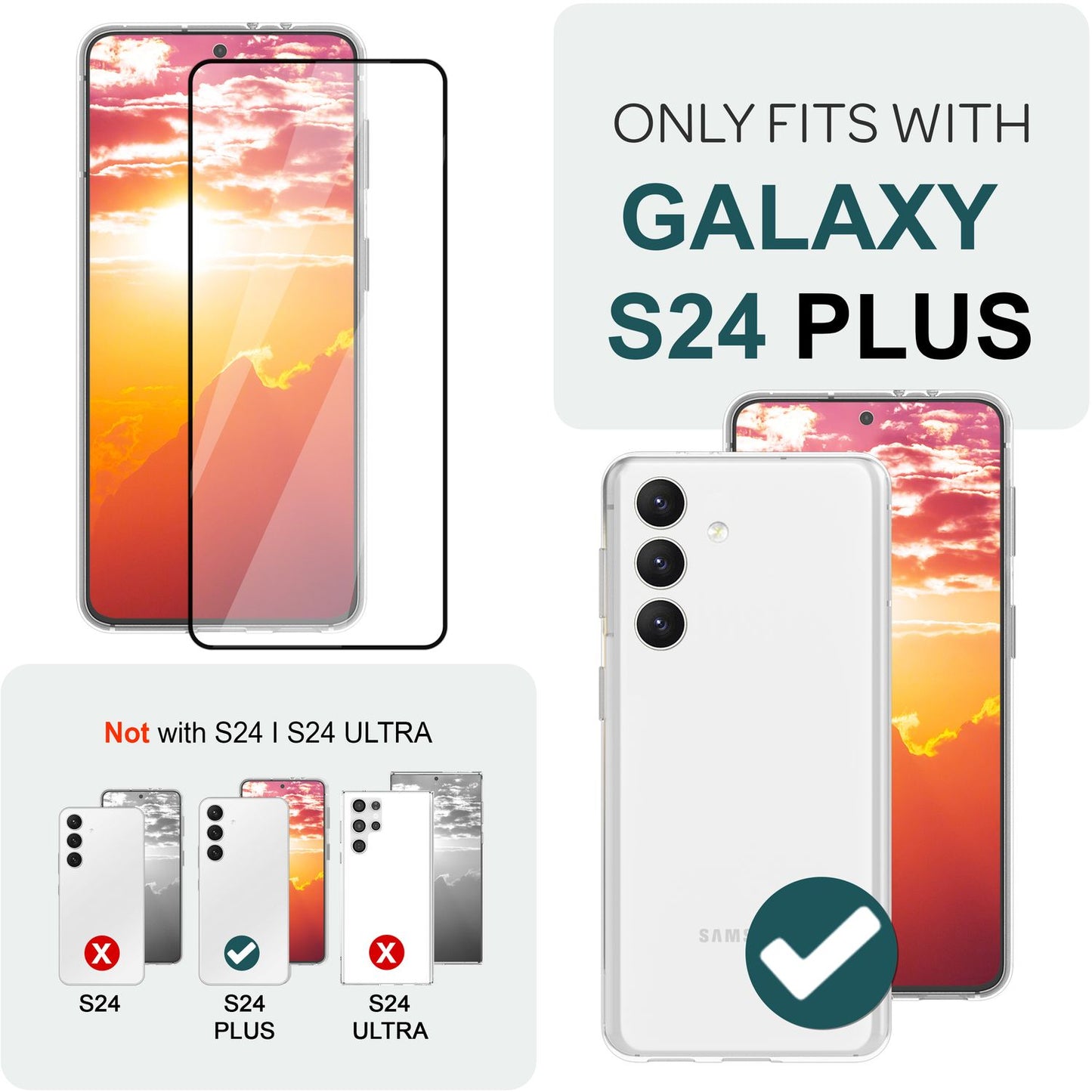 NALIA 2x Schutzglas für Samsung Galaxy S24 Plus – Montagerahmen & 9H Full-Screen – ARMORGLASSX PRO (Glasfolie Transparent & Case-Friendly) – Marke aus Berlin