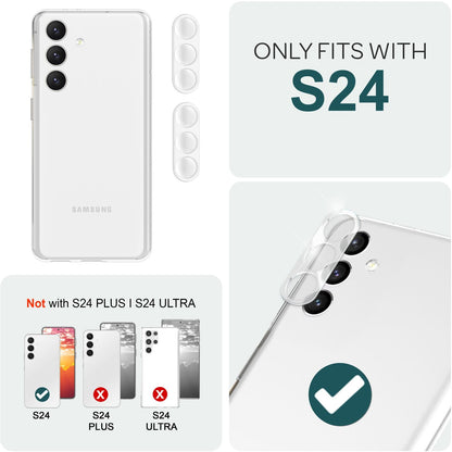 NALIA [2 Stück] Kamera-Schutzglas kompatibel mit Samsung Galaxy S24 Glas, Klarer Kratzfester Linsen-Schutz für Rückkamera, Gehärtete Glasfolie mit Zwischenraum-Abdeckung, Transparenter Kameraschutz