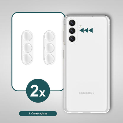 NALIA [2 Stück] Kamera-Schutzglas kompatibel mit Samsung Galaxy S24 Plus Glas, Klarer Kratzfester Linsen-Schutz für Rückkamera, Gehärtete Glasfolie mit Zwischenraum-Abdeckung, Anti-Gelb Kameraschutz