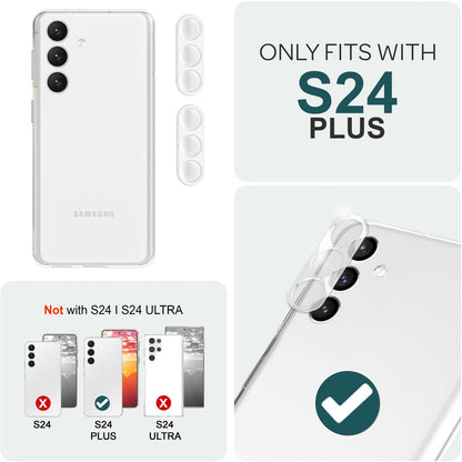 NALIA [2 Stück] Kamera-Schutzglas kompatibel mit Samsung Galaxy S24 Plus Glas, Klarer Kratzfester Linsen-Schutz für Rückkamera, Gehärtete Glasfolie mit Zwischenraum-Abdeckung, Anti-Gelb Kameraschutz