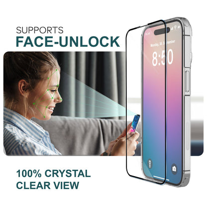 NALIA Set [3-in-1] 2x Schutzglas & 1x Rahmen kompatibel mit iPhone 16 Pro Glas, Klar Panzer-Glas 9H Full Screen-Protector Gehärtete Glasfolie Display-Schutz & Zubehör für Einfache Installation