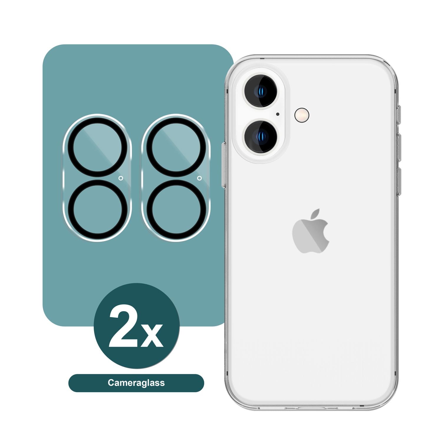 NALIA 2x Kamera Schutzglas für iPhone 16, Klarer Linsenschutz für Rückkamera, Transparenter Kameraschutz, Kameraglas NALIA Berlin
