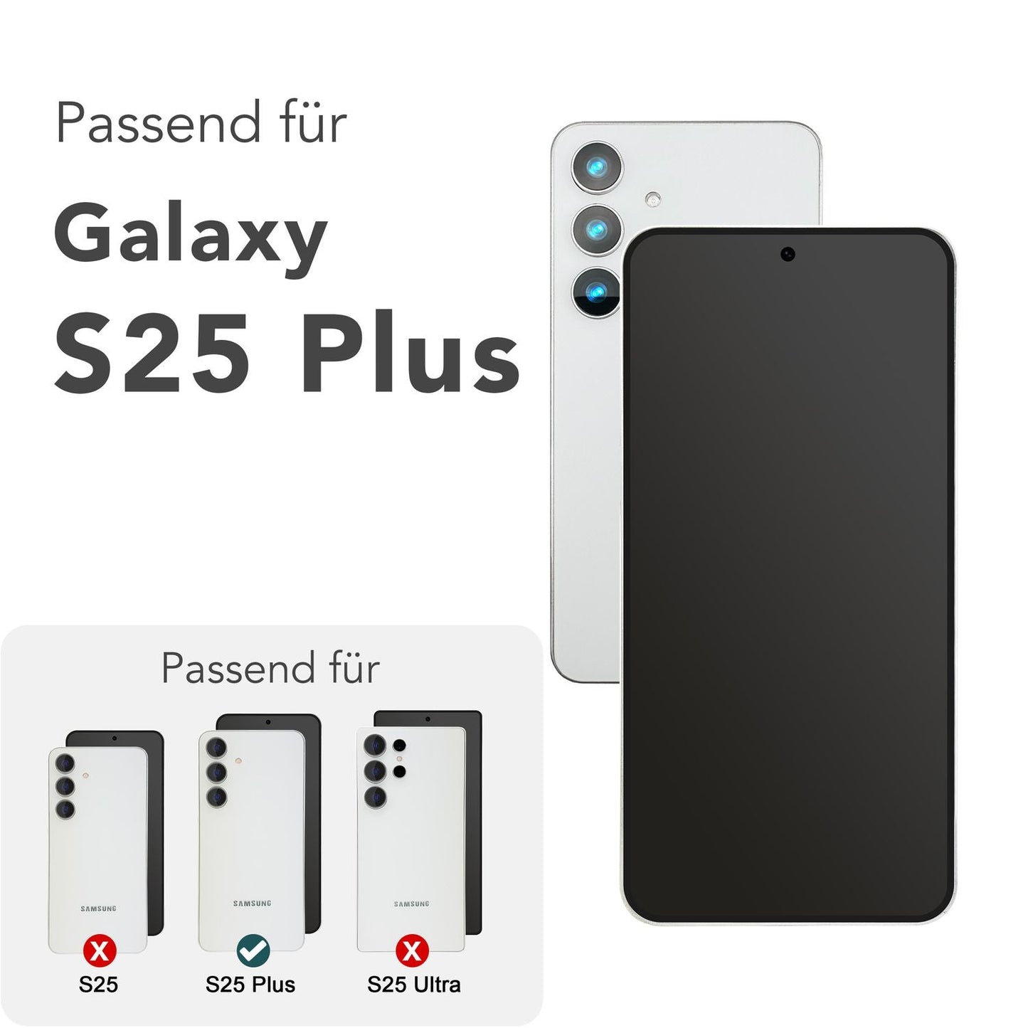 NALIA 2x Schutzglas für Samsung Galaxy S25 Plus – Montagerahmen & 9H Full-Screen – ARMORGLASSX PRO (Glasfolie Transparent & Case-Friendly) – Marke aus Berlin