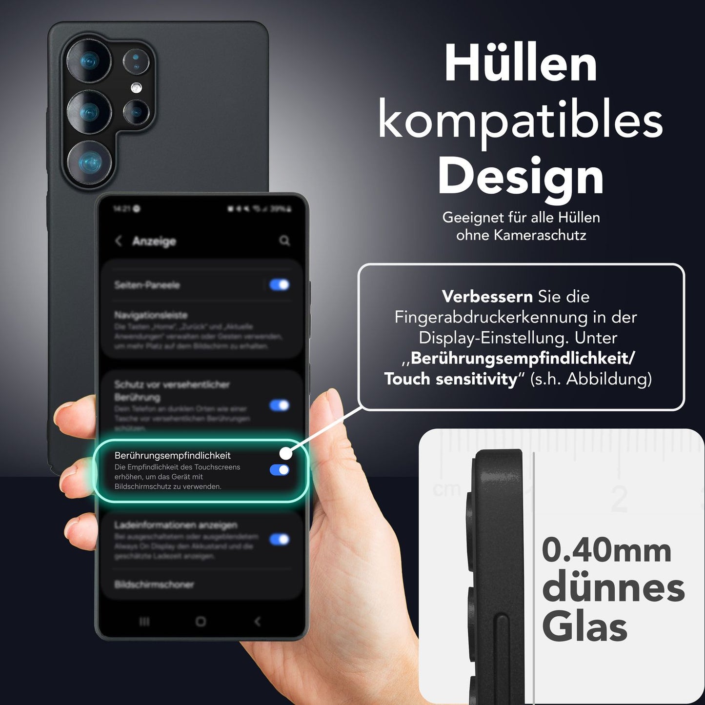 NALIA 2x Schutzglas für Samsung Galaxy S25 Ultra – Montagerahmen & 9H Full-Screen – ARMORGLASSX PRO (Glasfolie Transparent & Case-Friendly) – Marke aus Berlin