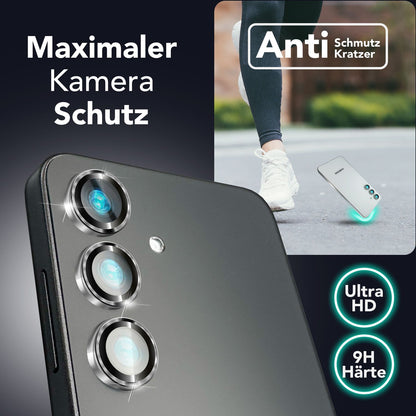 NALIA Glas Kameraschutzringe für Samsung Galaxy S25 – Linsenschutz & Case Friendly – FOCUS.PRO CLX (9H Härtegrad & Montagerahmen) – Marke aus Berlin
