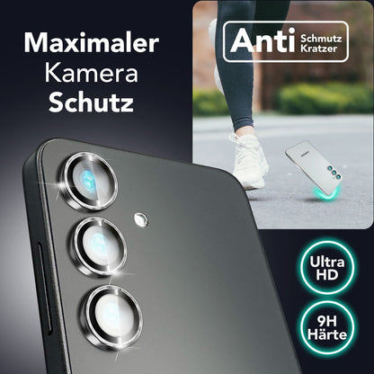 NALIA Glas Kameraschutzringe für Samsung Galaxy S25 – Linsenschutz & Case Friendly – FOCUS.PRO CLX (9H Härtegrad & Montagerahmen) – Marke aus Berlin