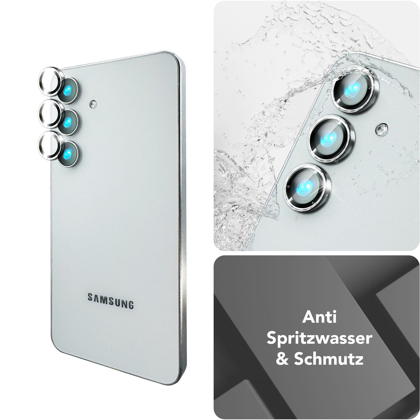 NALIA Glas Kameraschutzringe für Samsung Galaxy S25 – Linsenschutz & Case Friendly – FOCUS.PRO CLX (9H Härtegrad & Montagerahmen) – Marke aus Berlin