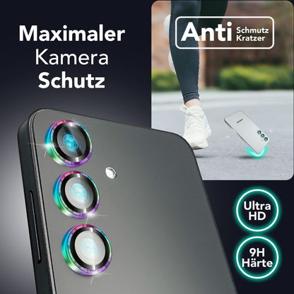 NALIA Glas Kameraschutzringe für Samsung Galaxy S25 Plus – Linsenschutz & Case Friendly – FOCUS.PRO CLX (9H Härtegrad & Montagerahmen) – Marke aus Berlin