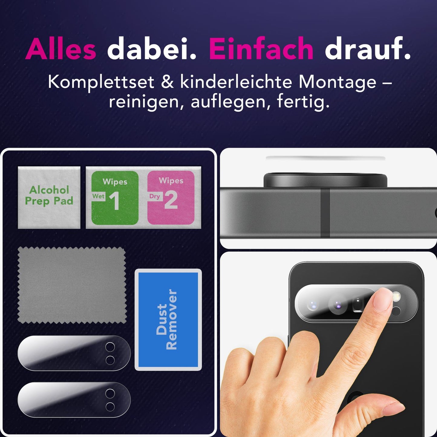 NALIA 2x Kameraschutzglas für Google Pixel 9 Pro XL – Linsenschutz 9H & Case-Friendly – FOCUS.X2 MAX (HD-Echtglas Transparent) – Marke aus Berlin