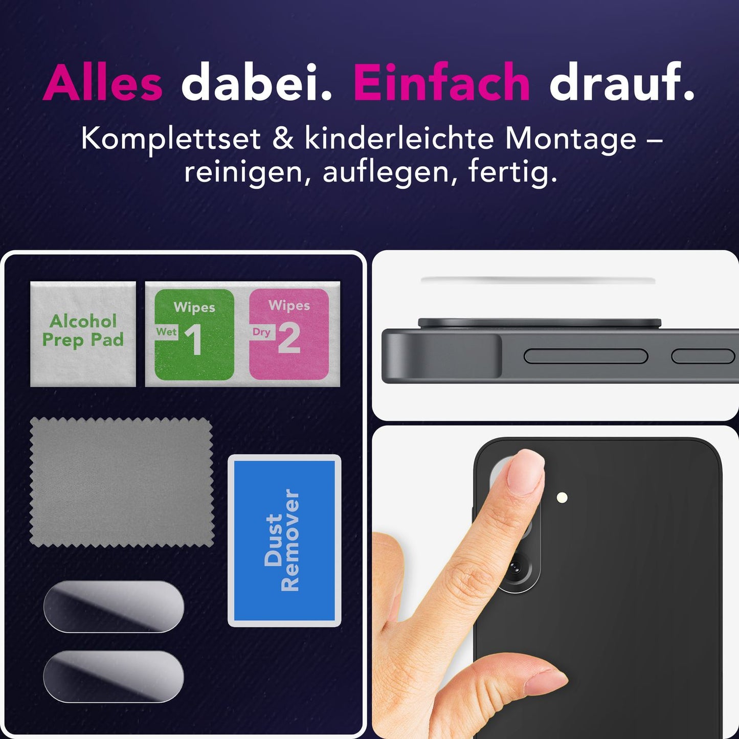 NALIA 2x Kameraschutzglas für Samsung Galaxy A36 – Linsenschutz 9H & Case-Friendly – FOCUS.X2 MAX (HD-Echtglas Transparent) – Marke aus Berlin