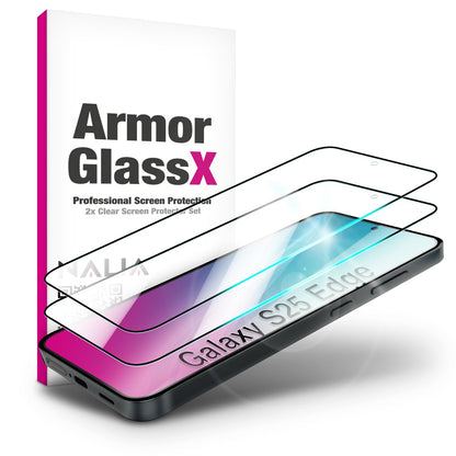 NALIA 2x Schutzglas für Samsung Galaxy S25 Edge – Full-Screen Schutz 9H & Hüllenfreundlich – ARMORGLASSX (Display Glasfolie Transparent & 9H Härte) – Marke aus Berlin