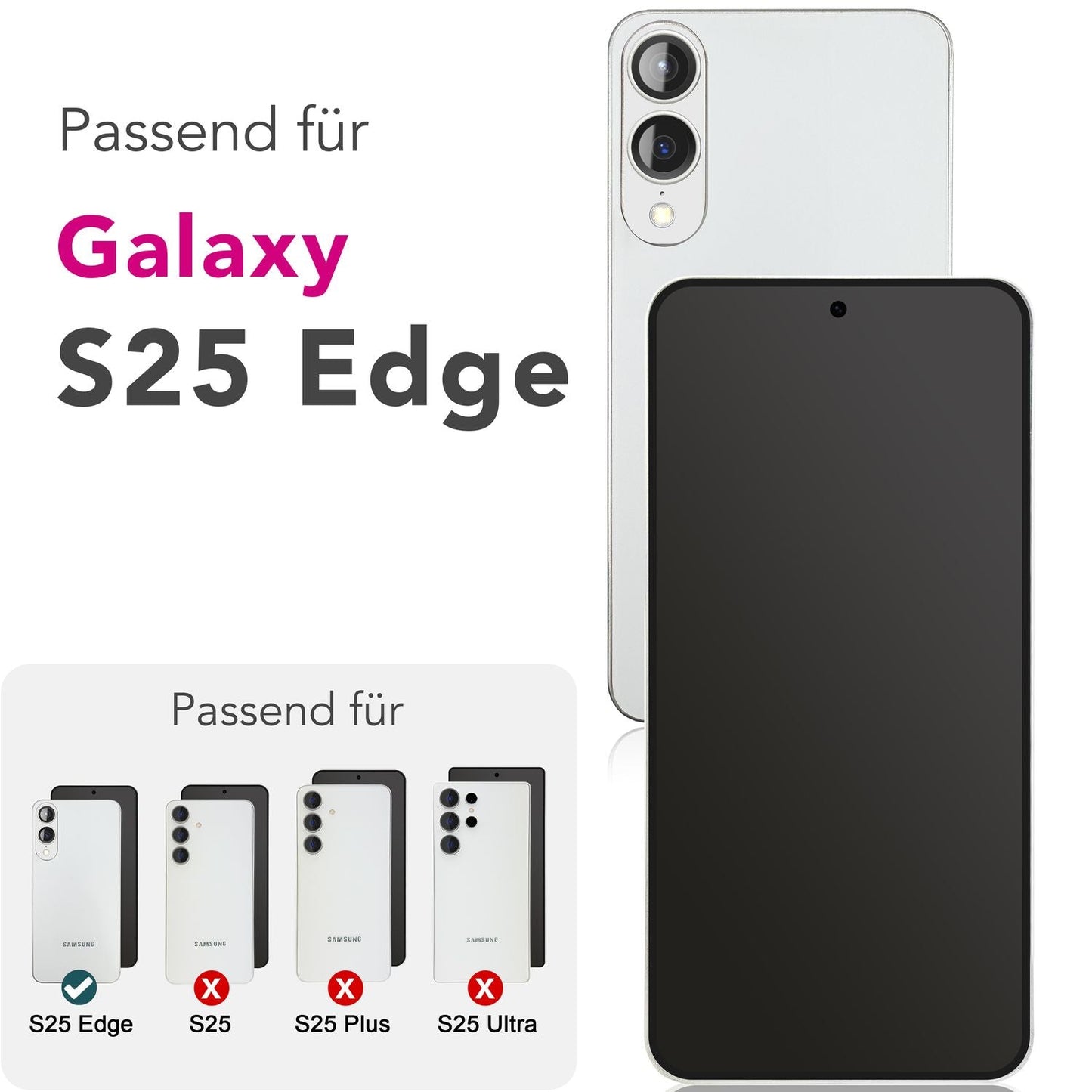 NALIA Blickschutzglas für Samsung Galaxy S25 Edge – Härte 9H & Kratzfest – ANTISPYX (Privacy Full-Cover) – Marke aus Berlin